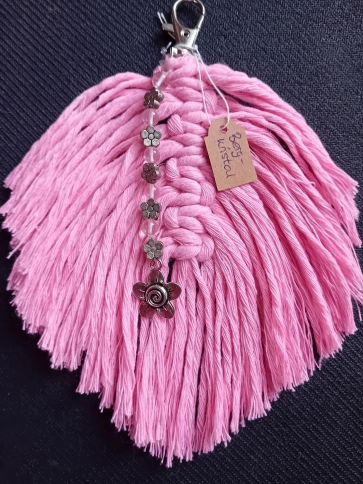 Macrame veer, macrame hanger met bergkristal kralen, Huis en Inrichting, Woonaccessoires | Wanddecoraties, Nieuw, Ophalen of Verzenden