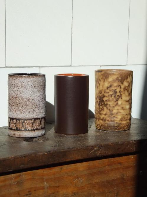 vintage cilindervaasjes fat lava, bruisglazuur met verzenden, Huis en Inrichting, Woonaccessoires | Vazen, Verzenden