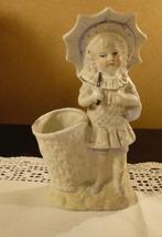 Antiek Biscuit beeldje meisje met paraplu *Nous deux*, Antiek en Kunst, Ophalen of Verzenden