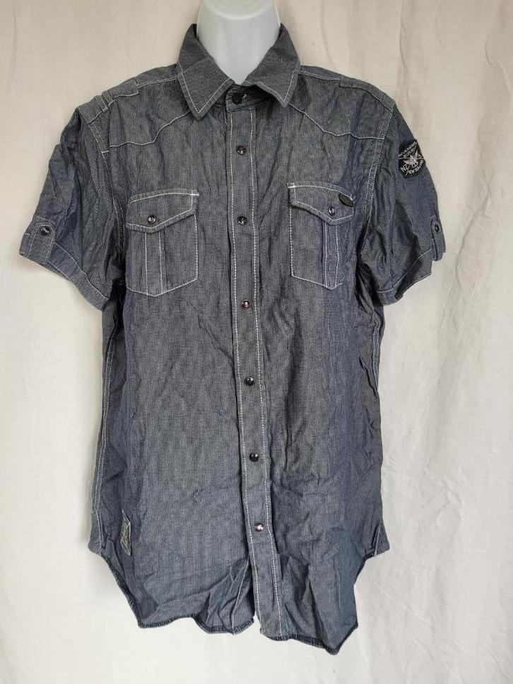 Stoer overhemd mt L merk Hallinger, Kleding | Heren, Overhemden, Zo goed als nieuw, Halswijdte 41/42 (L), Blauw, Ophalen of Verzenden