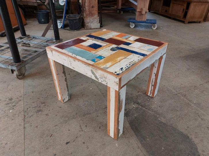 Piet Hein Eek stijl salontafel 60x60 cm en ladekast, Huis en Inrichting, Tafels | Salontafels, Minder dan 50 cm, 50 tot 100 cm