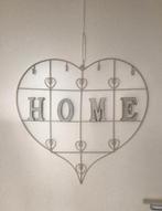 Wit metalen kaartenhouder / memobord met houten letters., Verzenden, Gebruikt