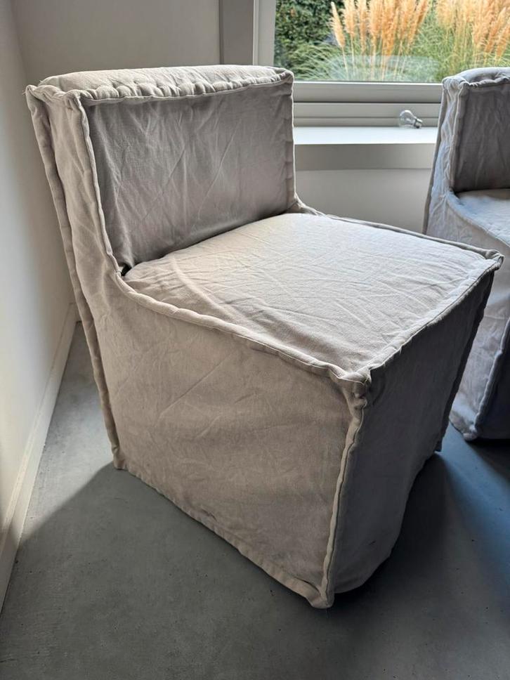 Zes Landelijke Fauteuils met Hoes en Wieltjes Shabby Chique, Huis en Inrichting, Stoelen, Ophalen