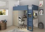 Flow hoogslaper met bureau en kast - 90x200 - Eiken/blauw, Niet ingevuld, Niet ingevuld, Niet ingevuld