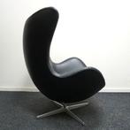 Fritz Hansen Egg Chair Fauteuil | Zwart Leer | Nieuwe stof, Gebruikt, -, -, 75 tot 100 cm