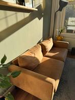 Cognac kleurige suede bank - 200cm breed, Ophalen of Verzenden, Gebruikt, Leer, Industrieel