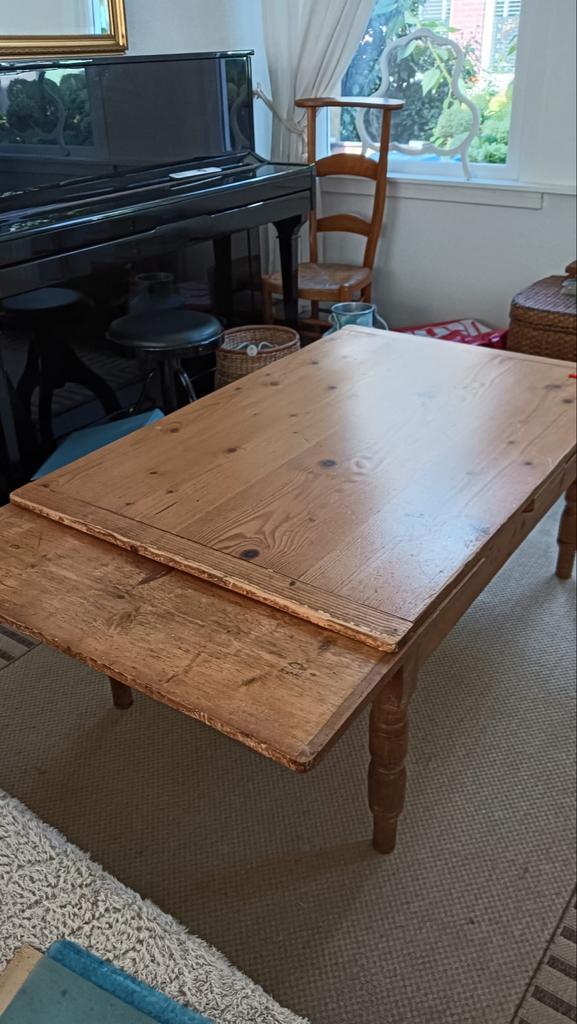 Antieke Grenen Salontafel met Uittrekbare Bladen, Antiek en Kunst, Antiek | Meubels | Tafels, Ophalen of Verzenden