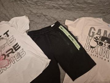 2 T-shirts met 1 korte jogging broek maat 158 164 beschikbaar voor biedingen
