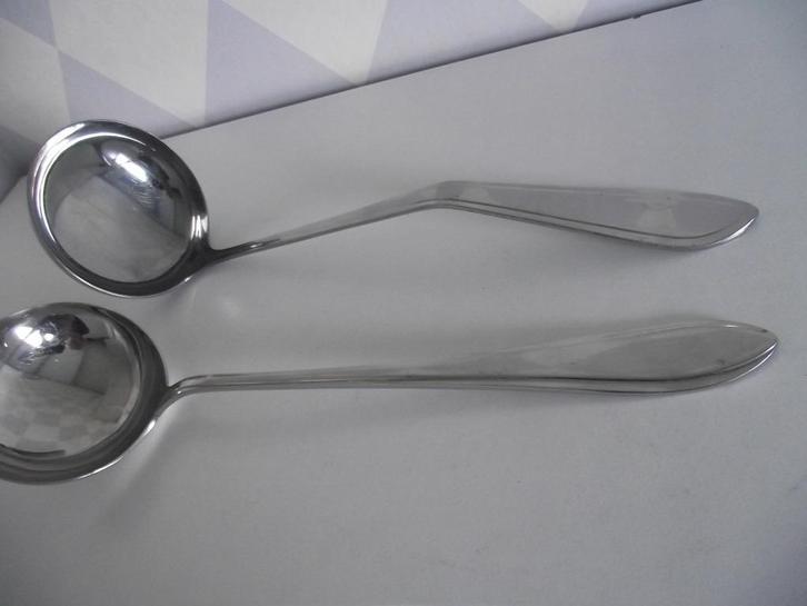 puntfilet soep opscheplepel 32 cm Inoxa massief 1930-1960, Antiek en Kunst, Antiek | Bestek, Ophalen of Verzenden