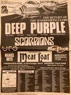 Paginagrote A3 advertentie KNEBWORTH Deep Purple UFO, Cd's en Dvd's, Vinyl | Hardrock en Metal, Ophalen of Verzenden