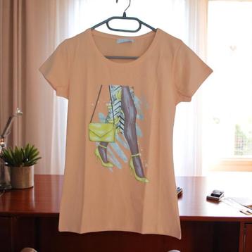 T-shirt strak getailleerd fashion tas hakken oranje S beschikbaar voor biedingen