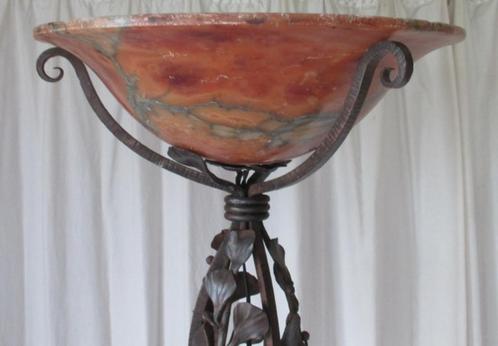 originele art deco smeedijzer vloerlamp Edgar Brandt albast, Antiek en Kunst, Antiek | Lampen, Ophalen