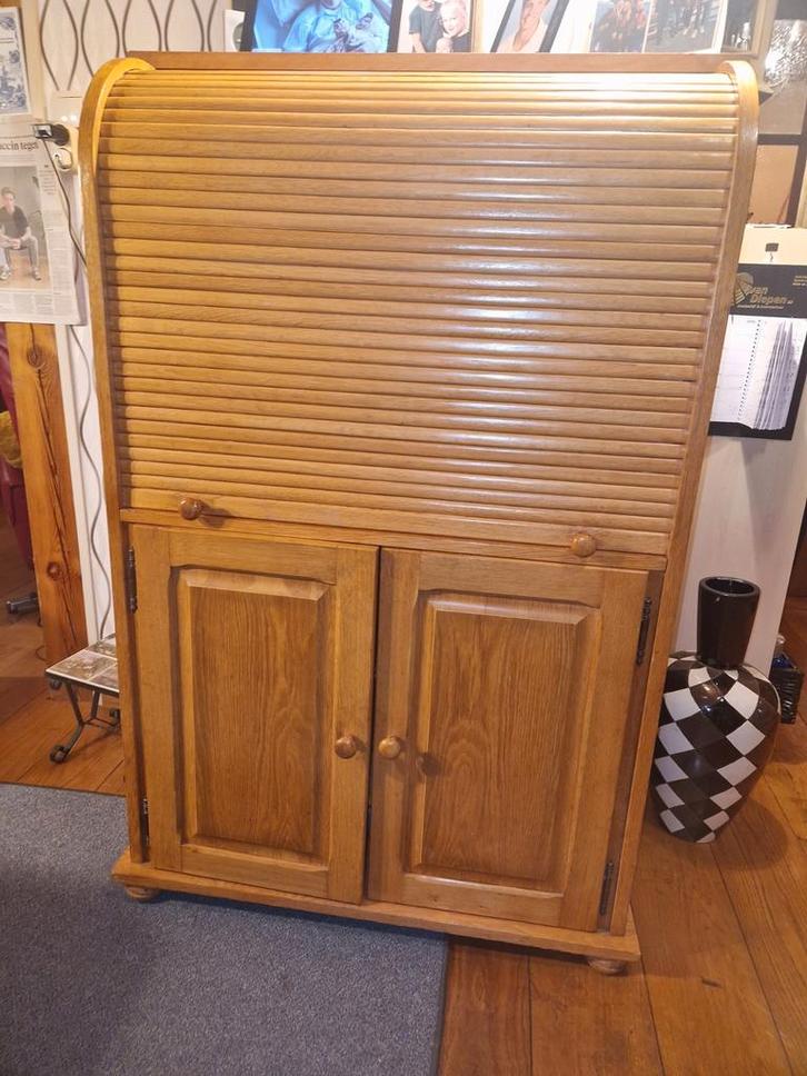Houten Roldeurkast / Computerkast, Huis en Inrichting, Kasten | Computermeubels, Gebruikt, Eikenhout, Overige houtsoorten, Ophalen