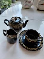 Antiek theeservies, zwart met gouden details, Antiek en Kunst, Ophalen of Verzenden