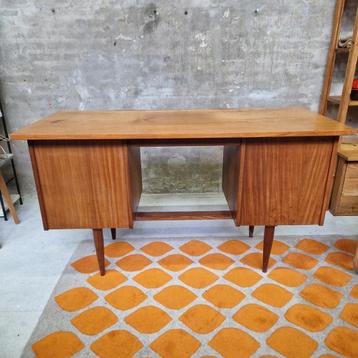 Strak vintage bureau teak fineer jaren 60 - afbeelding 13