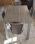 Keukentafel met 4 stoelen, Huis en Inrichting, Stoelen, Ophalen, Gebruikt, Bruin, Vier