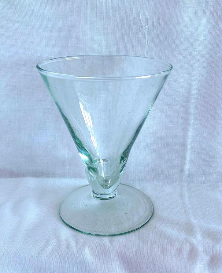 Coupe 14,5h Groen Luchtbelletjes dik Glas Kristal Champagne, Antiek en Kunst, Antiek | Glas en Kristal, Ophalen