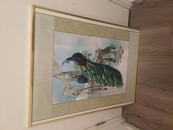 zeefdrukschilderij pauwen beschikbaar voor biedingen
