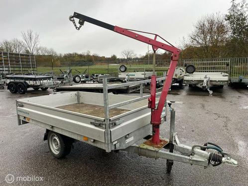 Hapert plateau 260x150 1350kg met laadkraan, Auto diversen, Aanhangers en Bagagewagens, Gebruikt