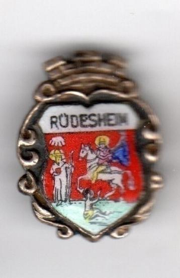 BROCHE WAPEN RUDESHEIM EMAILLE HEILIGEN MARTINUS EN JACOBUS  beschikbaar voor biedingen