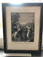 antieke pentekening, gravure in zwarte kader & verguld, Antiek en Kunst, Kunst | Etsen en Gravures, Ophalen of Verzenden
