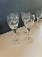 4 Kristallen Wijnglazen met Bloemmotief - Antiek Glaswerk, Ophalen