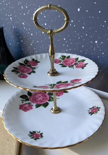 Vintage Rheinpfalz Hartporzellan etagère met rozen beschikbaar voor biedingen