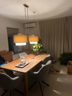 Taupe/wit hanglamp eethoek, Gebruikt, Vijf personen of meer, Metaal, Rechthoekig