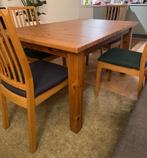 Large Extendable IKEA Solid Wood Dining Table + 4 Chairs, Ophalen, Gebruikt, 50 tot 100 cm, Vijf personen of meer