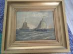 OLIEVERF SCHILDERIJ SCHIP van T SCHOUTEN OP HOUTEN Paneel, Ophalen
