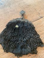 Antiek Zwart Tasje met Kant, Ophalen of Verzenden