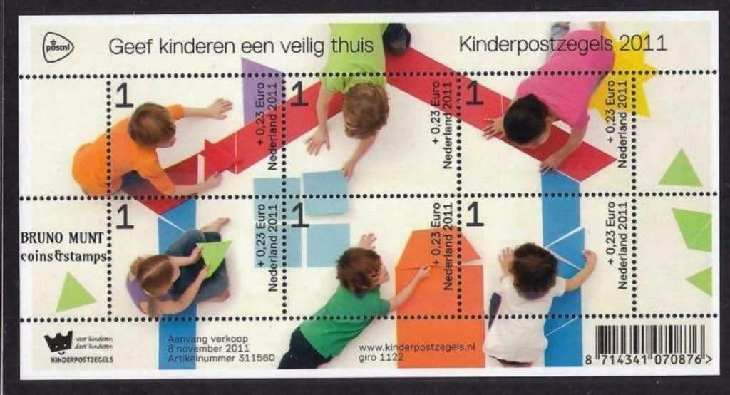 Kinderpostzegels 2011 - Geef kinderen een veilig thuis, Verzenden, Na 1940, Postfris