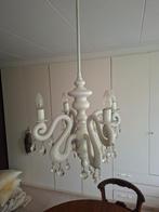 2 Witte Kroonluchters met Kristallen, Ophalen, Gebruikt, Metaal