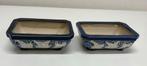 2 Japanse bloempotjes/ bonsai/ kommen met vogels blauw wit, Ophalen of Verzenden