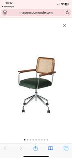 Rosalie Groene Fluwelen Bureaustoel Rotan, Ophalen, Zo goed als nieuw, Groen, Bureaustoel