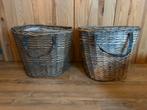 Twee grote rieten plantenbakken, Tuin en Terras, Bloembakken en Plantenbakken, Ophalen, Overige materialen, Gebruikt, Rond