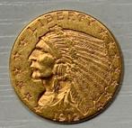 Quarter eagle goud/ gold, indian head 1912 ,usa coin collect, Goud, Ophalen of Verzenden