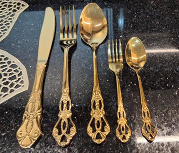 8 persoons gouden vergulde barok 40dlg bestek Nieuw! beschikbaar voor biedingen