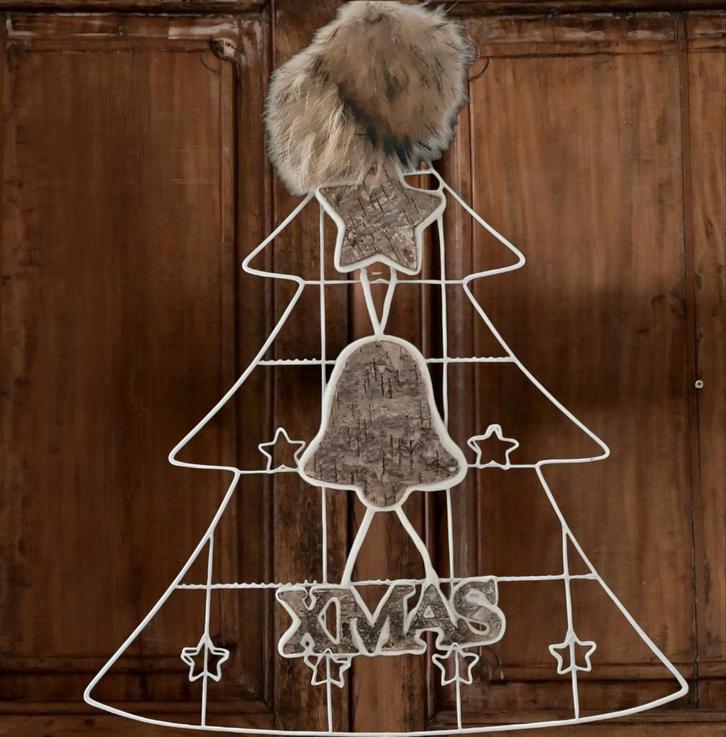 Complete Rivièra maison deur/raam kersthanger met bont, Diversen, Kerst, Ophalen of Verzenden