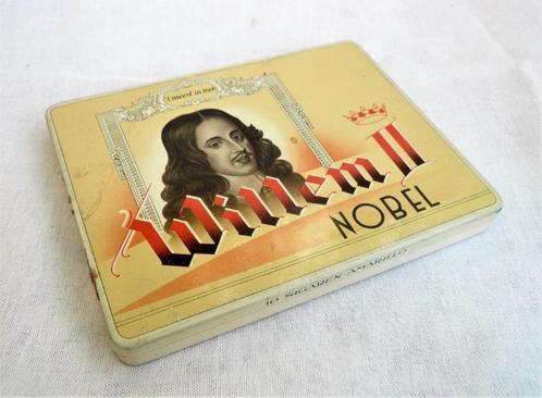 sigarenblik (leeg) Willem II Nobel 10 sigaren Amarillo, Verzamelen, Rookartikelen, Aanstekers en Luciferdoosjes, Gebruikt, Tabaksdoos of Verpakking