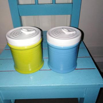 Leuke aardewerk voorraadpotjes conservenblik vorm 3 stuks beschikbaar voor biedingen