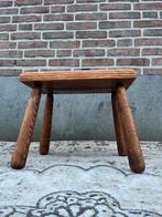 Vintage brutalist bijzettafel blank eiken, Huis en Inrichting, Tafels | Bijzettafels, Minder dan 45 cm, Minder dan 55 cm, Gebruikt
