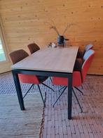 Tafel antraciet onderstel, met licht houten blad 140x80x74, Ophalen, 200 cm of meer, 50 tot 100 cm, Zo goed als nieuw