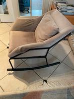 Beige fluwelen schommelstoel met zwart frame, 75 tot 100 cm, Modern, Stof, Ophalen of Verzenden