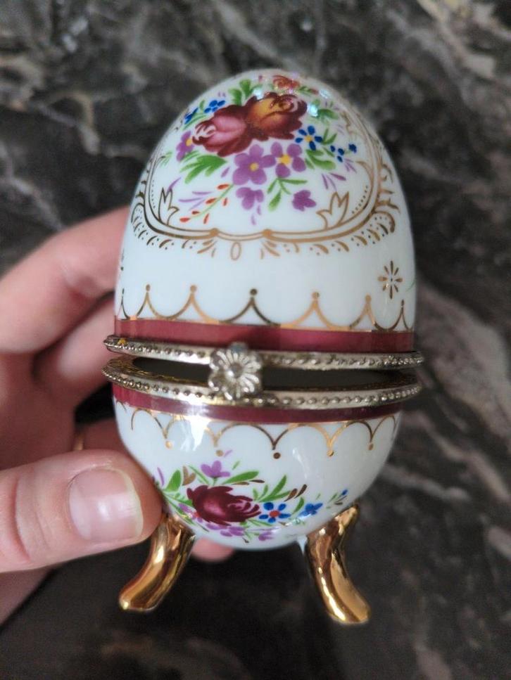 Vintage Limoges ei van porselein, Fabergé stijl, Antiek en Kunst, Antiek | Woonaccessoires, Ophalen of Verzenden