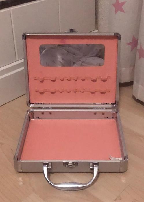 Make-up koffertje, Sieraden, Tassen en Uiterlijk, Beautycases, Zo goed als nieuw, Hardcase, Grijs, Met spiegeltje(s), Ophalen of Verzenden