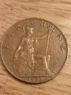 Britse Farthing 1909 - koning Edward VII, Postzegels en Munten, Ophalen of Verzenden, Losse munt