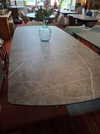 Tafel 240 x 110 cm. HPL, met Marmer look, Antraciet, l.ovaal, Huis en Inrichting, Ophalen, Metaal, 100 tot 150 cm, Vijf personen of meer
