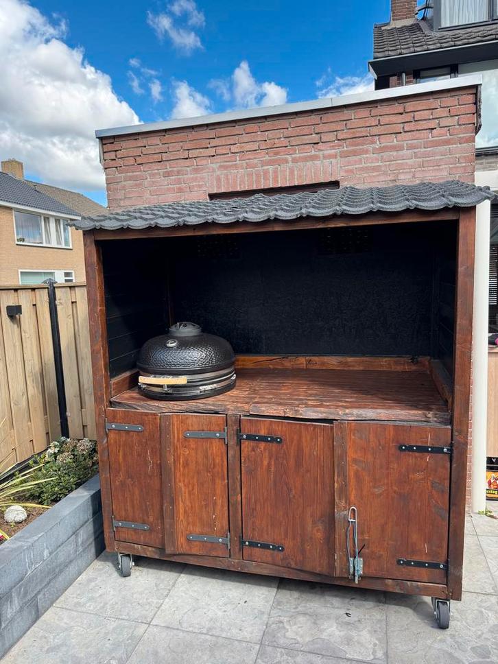 Buitenkeuken Kamado - Massief Eikenhout, Tuin en Terras, Buitenkeukens, Gebruikt, Houtskool, Vrijstaand, Ophalen