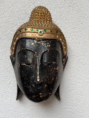 Boeddha Thailand Thaise buddha met strass hout handwerk  beschikbaar voor biedingen